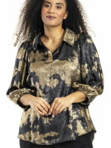 STUDIO STIFF SHIRT/ BLOUSE GOUD ZWART