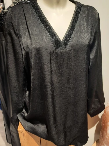 EXXCELLENT BONNY TOP SHIRT BLOUSE ZWART GLITTER