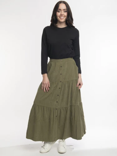 ORIENTIQUE CORD SOLIDS SKIRT