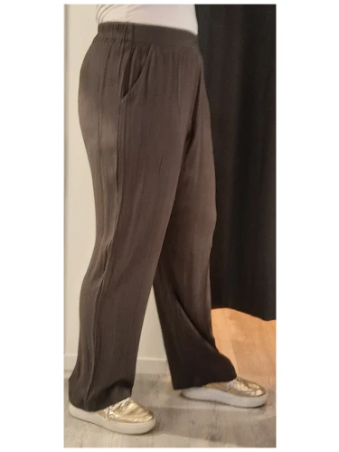 NO.1 BY OX LOOSE PANTS STRAIGHT LEG TAUPE DARK TIN GREY