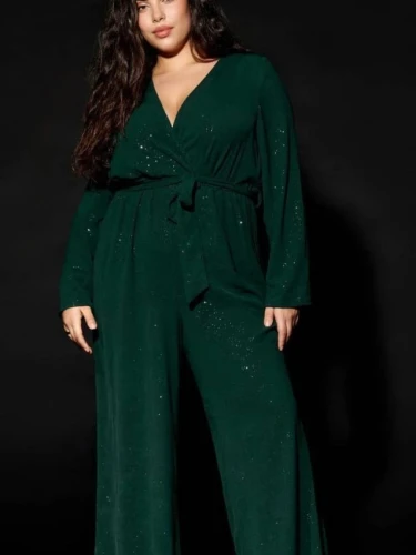 ONLY CARMAKOMA CARJOSEE JUMPSUIT GLITTER ZWART OF GROEN.